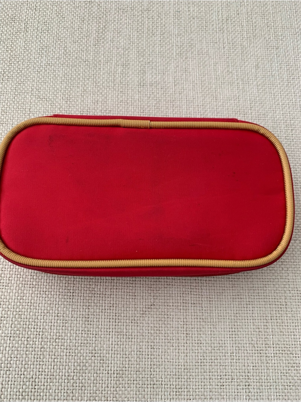 Red Travel Pouch with Gold Trim